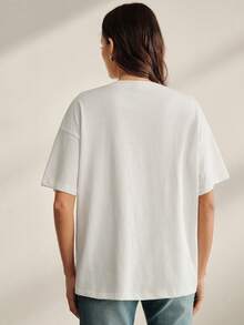 Anewsta Women's Fitted Short Sleeve Round Neck T-Shirt With 3D Floral Design, Spring/Summer Golf White Basic - White - View 2