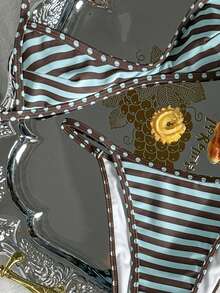 Swim Vcay Bộ bikini gợi cảm kẻ sọc và caro dành cho nữ, cỡ nhỏ, thích hợp cho kỳ nghỉ hè và đi biển. - Nhiều màu - Xem 3