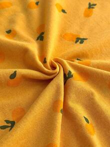 SHEIN Conjunto de pijama informal de camiseta de tirantes y pantalones cortos con cordón y estampado de limón suave amarillo - Amarillo - Ver 6