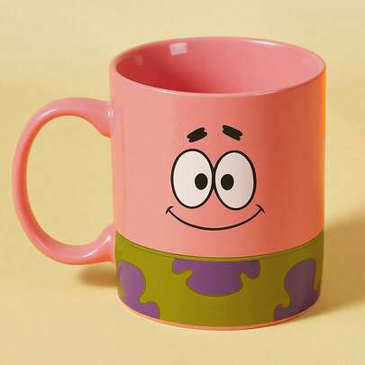 SpongeBob SquarePants | SHEIN 1 chiếc cốc sứ in hình hoạt hình 300ml, an toàn khi sử dụng trong lò vi sóng và máy rửa chén, thích hợp đựng nước, sữa, nước ép, cà phê, trà.