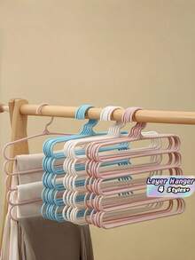 6-Pcs 4-Pcs /2-Pcs /1 Pc Wardrobe Storage Hangers, 5-Layer Plastic Scarf Rack, Optional Upgraded Thicker Version For Greater Durability. Wardrobe Hangers For Pants, Scarves, And Ties. - Multicolor - View 1