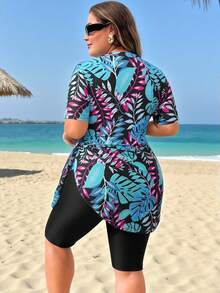 SHEIN Swim Mulvari Áo tắm Burkini in họa tiết ngẫu nhiên dành cho nữ cỡ lớn - Nhiều màu - Xem 2