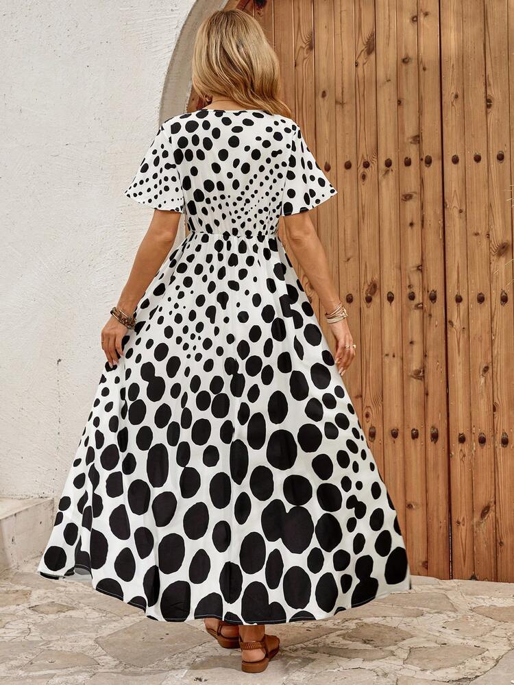 Women's Fashionable Polka Dot Print Tie-Waist Dress, Suitable For Dates Summer Outfits For Women Summer Dresses For Women Summer Dress Graduation Dress For Women Graduation Dresses Going Out Outfits Birthday Dresses For Women Elegant Dresses For Women Casual Dresses For Women Casual Women's Dresses Vacation Outfits Women Holiday Outfits For Women Holiday Dresses Vacation Dresses Polka Dot Dress