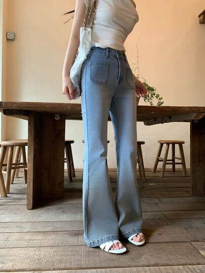 DAZY Quần jeans ống loe nữ kiểu Hàn Quốc ombre dáng casual