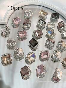 10PCS Crystal Rhinestone Nail Art Decorations - Luxury French Style Alloy Nail Charms, Shiny 3D Nail Gems & Rhinestones For DIY Manicure, Acrylic False Nails Embellishments, Sparkling Nail Accessories For Women Girls, Professional Salon & Home Nail Supplies, Perfect For Party, Wedding, Daily Wear, Christmas Gift, Nail Art Tools - Multicolor - View 16