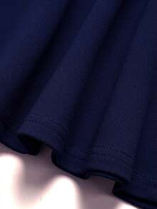 Beaded Bow Decor A-Line Dress, Burgundy, For Teenage Girls - Navy Blue - View 5
