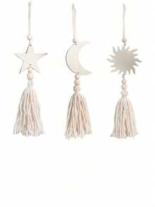 1PC Woven Tassel Sun Moon Car Hanging Ornament Star Moon Wall Hanging Home Decor Ramadan Holiday Decoration - Multicolor - View 13