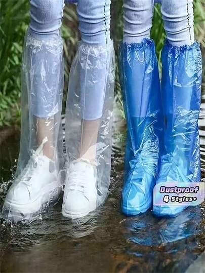 SHEIN 10/50件45厘米高男女通用一次性防水鞋套，加厚防水防滑防尘鞋套，携带方便，适合园艺、户外、雨天骑行、学校、办公室、家庭、旅行