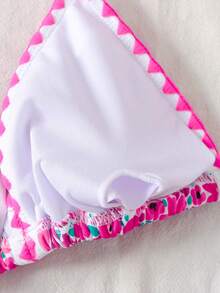 SHEIN Set Baju Renang Bikini Halter Motif Bunga Kecil Warna-warni untuk Anak Perempuan Remaja, Liburan Musim Panas, Liburan Pantai - MultiWarna - View 7
