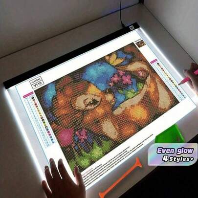 Prancheta de Luz Dimerizável de 3 Camadas para Cópia e Desenho, Caixa de Luz para Rastreamento, Proteção para os Olhos, Mais Fácil para Pintura de Diamante, Parte Traseira