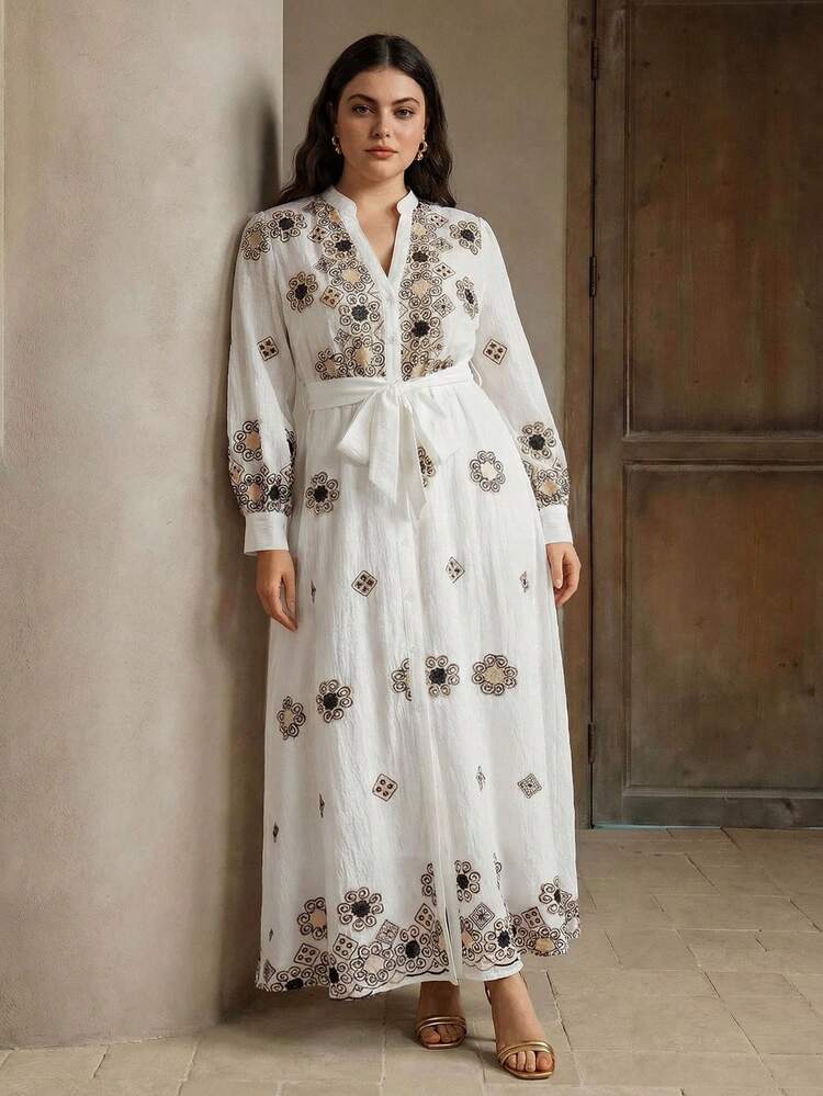 Plus Size Women V-Neck Floral Print Twist Front Summer Vacation Dress