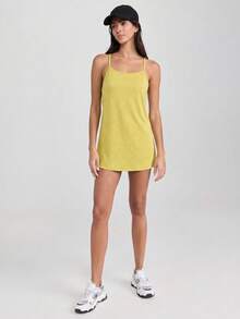 WanderVale Camiseta de tirantes de unicolor casual para el verano - Amarillo - Ver 2