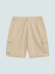 Modcrash Quần short kaki nam kiểu cargo, nhiều túi, ống thẳng, phong cách đường phố. - Màu Khaki - Xem 2