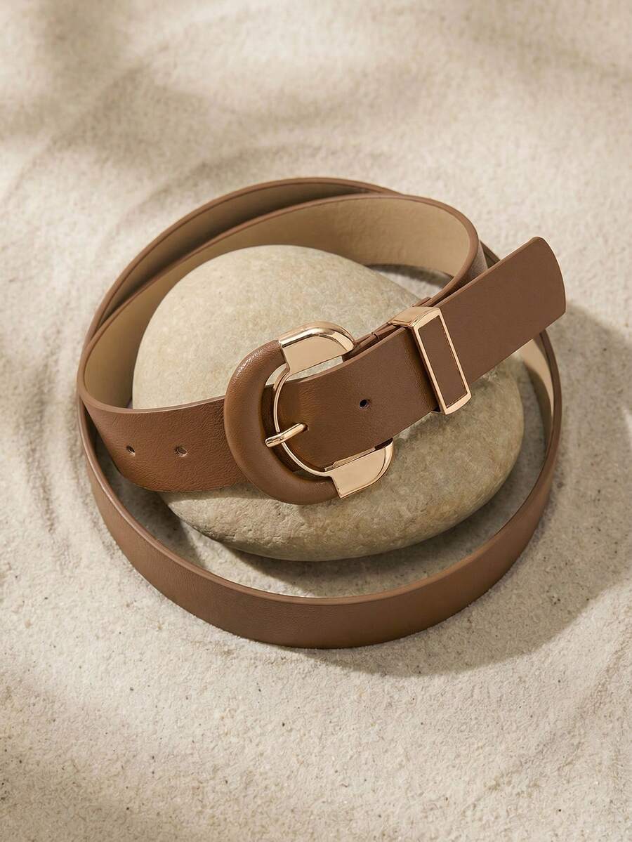 Letter Buckle Belt Summer, School Fall, Autumn, Halloween - Brown - View 1