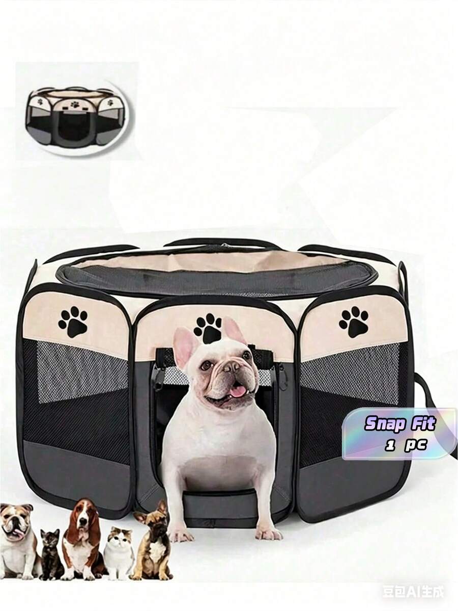 Portable Foldable Pet Tent Dog House Octagonal Fence Puppy Shelter Easy To Use Outdoor Easy To Operate Large Dog Cage Cat Fence - Grey - View 1