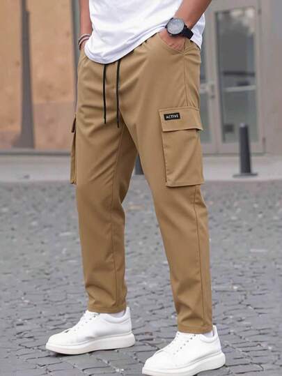 Manfinity Homme Men's Khaki Casual Street Mature Comfortable Pants
