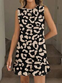 SHEIN LUNE Women's Printed Mini Dress, Suitable For Spring And Summer - Multicolor - View 6