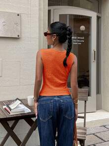 Siren Gaze Women's All-Match Versatile Textured Fitted Tank Top, New Summer Collection,Summer Top - Orange - View 2