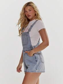 MUSERA Washed Denim Dungarees Spring Summer Cute Girly Holiday Vacation Beach Everyday Casual Sorbet - Blue - View 4