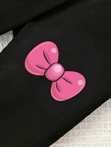 春夏休闲时尚创意可爱小猫蝴蝶结印花T恤和打底裤两件套，舒适日常穿着，适合女宝宝 - 彩色 - 查看 4