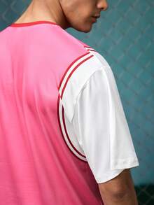 EVRINFINITE Camiseta de cuello redondo para hombre, estilo universitario de deportes y ropa urbana con estampado gráfico de manga corta - Rosa - Ver 6