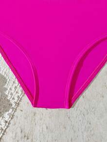 Conjunto de traje de baño de manga corta con estampado botánico para niña, ajuste casual para natación y vacaciones, traje de baño con flores, traje de baño para niñas, bikini para niña, traje de baño para niña - Rosa - Ver 6