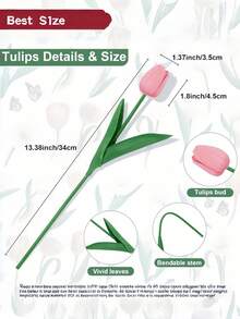 1 pieza 5 piezas 10 piezas 20 piezas Ramo de tulipanes de seda artificial realista para decoración de boda, hogar, fiesta, centro de mesa, Día de San Valentín, Año Nuevo, ramo de novia, decoración de mesa y florero - Multicolor - Ver 10