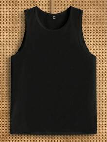 AKNOTIC Men's Solid Color Crew Neck Knit Casual Vest - Black - View 5