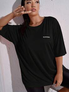 EMERY ROSE CURVE Áo thể thao Plus Size Lá thư - màu đen - Xem 6