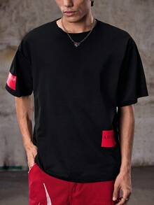 Skyrend Zrgoth Men's Casual Outdoor Street Style Versatile Minimalist Joker Graphic Print Short Sleeve T-Shirt, Fashionableemo - Black - View 6
