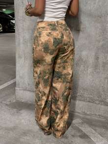 StreetHx 女士休闲日常穿着牛仔喇叭裤，带口袋 - 中等水洗藍 - 查看 2