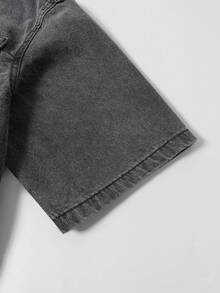 Manfinity Denimwave Áo khoác denim màu đen và xám bạc màu, rách rưới - Màu xanh lam - Xem 3