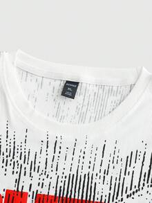 ROMWE MEN Men's Street Graphic Print Sleeveless Tank Top, Suitable For Spring/Summer Everyday Wear - White - View 3