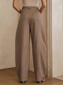 Spring New Khaki Washed Pants, Fashionable Minimalist Commuter Wide-Leg Trousers For Women, Loose Flattering Distressed Jeans - Khaki - View 6