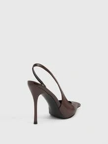 CUCCOO SZL Giày cao gót nữ 10.5cm, mũi nhọn, gót thấp, màu nâu trơn, dễ mang, có đế, gợi cảm, đa năng, thanh lịch, phù hợp cho đi làm hàng ngày/dự tiệc. - màu nâu - Xem 3