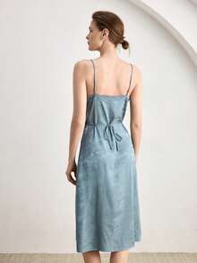 Ocili Camisón de mujer de satén jacquard - Neblina azul - Ver 3