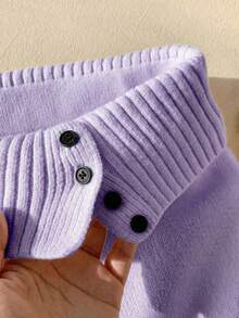Comfortcana Women's Low-Rise Knit Shorts With Button Details And Rolled-Up Cuffs, Suitable For Spring And Summer. - Purple - View 6