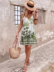 Sylviya Vestido de tirantes casual de verano con estampado floral para vacaciones - Multicolor - Ver 7