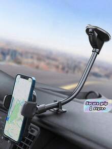 1 Stück universelle Auto Windschutzscheiben Handyhalterung mit flexiblem langem Arm, 360 Grad Drehung, Handyhalter kompatibel mit iPhone und Android Smartphones, sicher und stabil, Freisprechzubehör, perfektes Geschenk für Geburtstag, Familie, Freunde, Fahrer, unverzichtbar - Schwarz - Übersicht 1