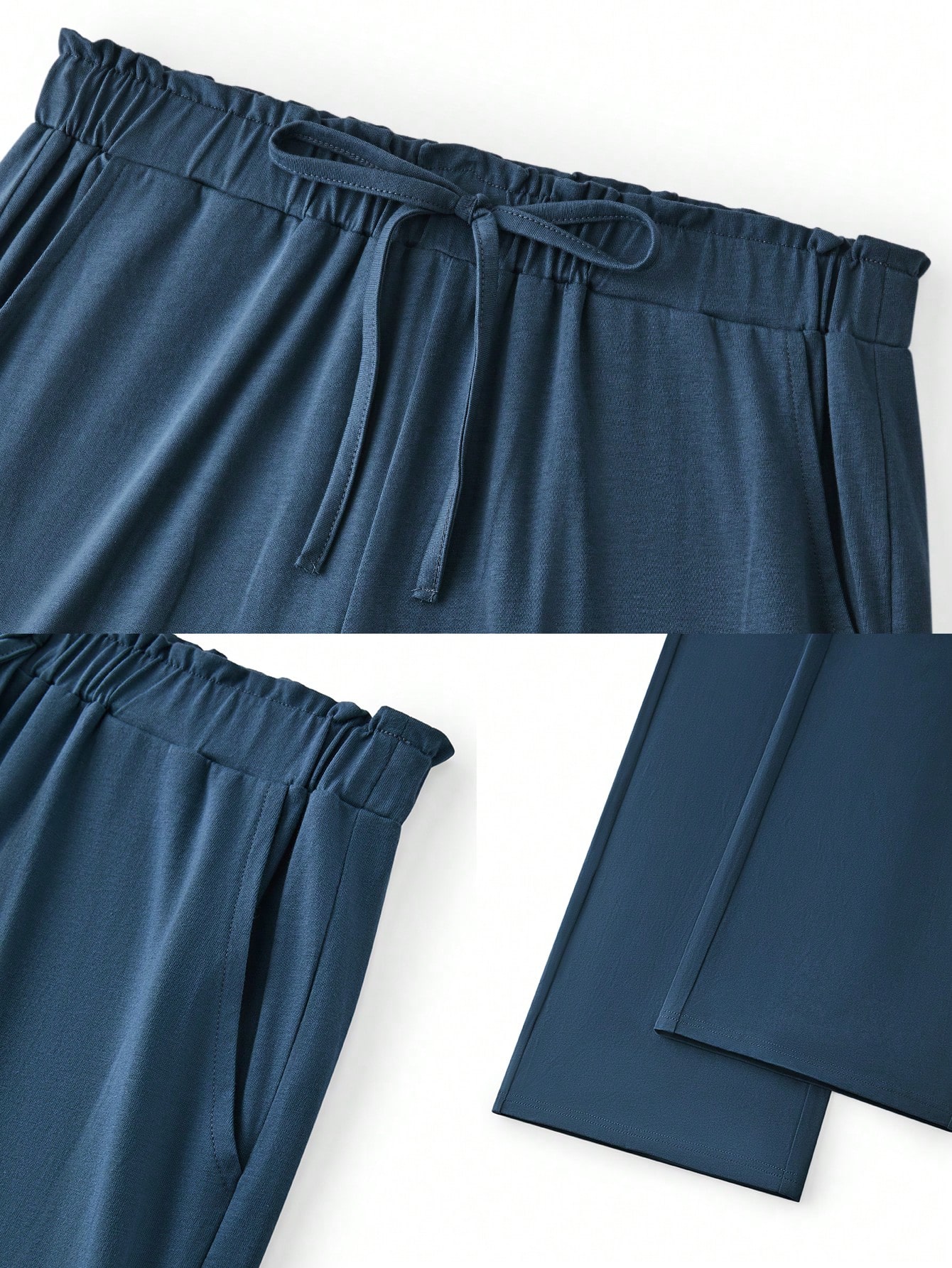 Calça de Pijama Estilo Lounge Larga e Macia de Algodão para Mulheres, Calça de Pijama com Bolsos