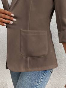 Franclia Women's Casual & Work Solid Color Single-Button Blazer, Spring/Summer - Chocolate Brown - View 4