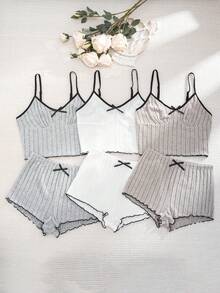 Softscene Bộ đồ mặc nhà thường ngày màu trơn 3 món - Nhiều màu - Xem 3