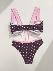 Swim Vcay Young Ladies' Sweet 2pcs Ditsy Floral Random Flower Halter Strap Triangle Bikini Swimwear Set - Multicolor - View 3