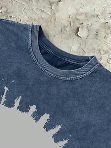 STEELVANCE Men's Vintage Graphic Print Washed Tank Top, Holiday - Blue - View 4