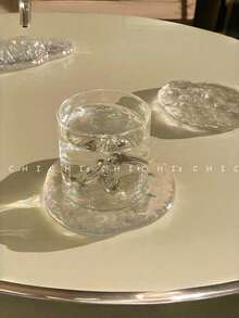1 Set Scandinavian Style Glass Coaster Set Thick Heat Resistant Asymmetric Pattern Design Modern Home Decor Elegant Tabletop Accessory For Dining Room Kitchen Must Have - Transparent Stained Glass - View 7
