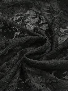 ROMWE Goth Trang phục dự tiệc mùa hè gợi cảm, ren xuyên thấu, mặt dây chuyền hình thánh giá, váy ngắn ôm sát, chân váy xòe. - màu đen - Xem 4