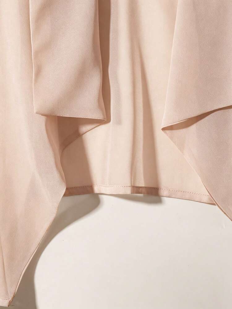SHEIN Clasi Plus Size Women's Casual Chiffon Breathable Cardigan - Apricot - View 3