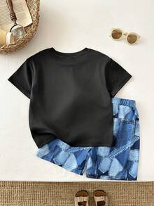 男童T恤套装 - 黑色 - 查看 2