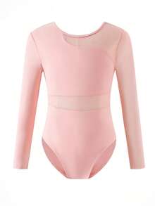 SHEIN 少女无袖黑色体操服，适合学校、芭蕾舞、比赛、儿童舞蹈连体衣、体操运动服 - 粉色 - 查看 5