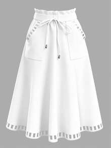 Plus Size Elegant White Skirt For Commuting - White - View 1